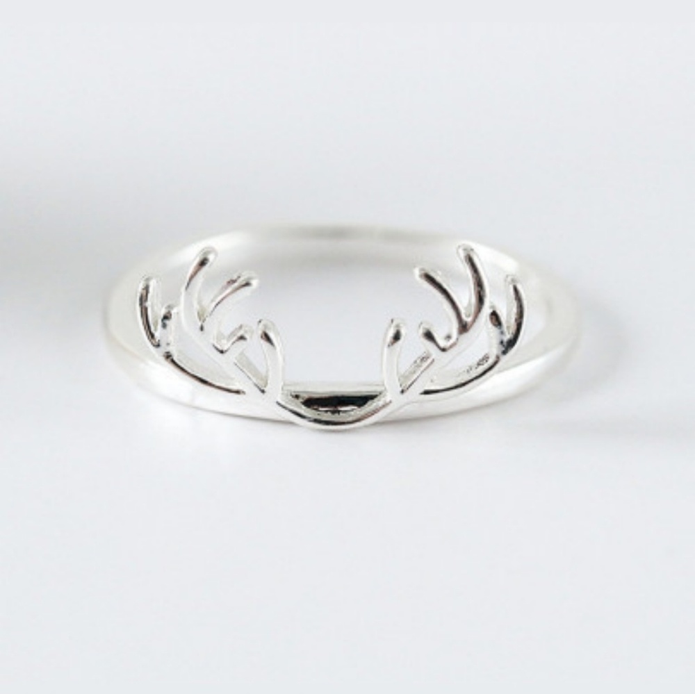 Dainty Antler Silver Ring